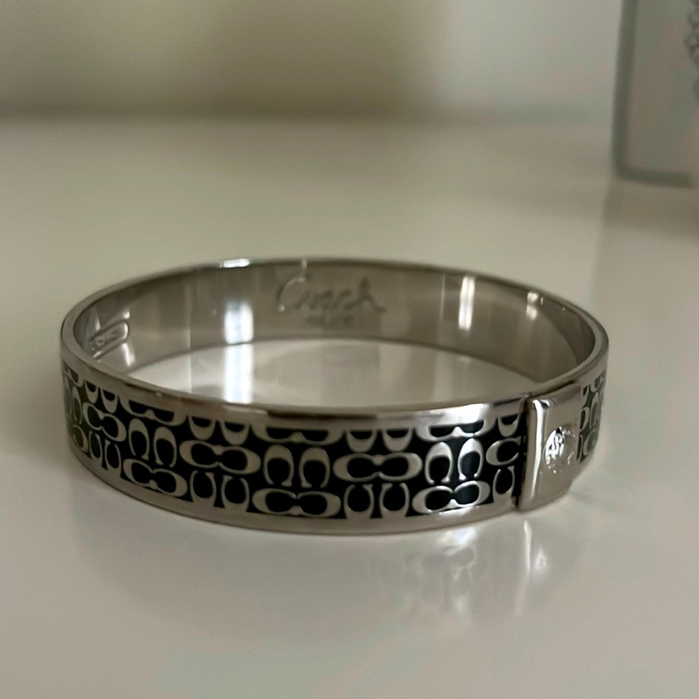 Coach silver and black bangle bracelet authentic